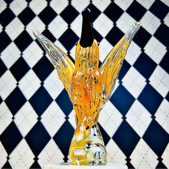 Hummingbird Art Glass Sculpture Vintage Hand Blown Murano Style Bird Figurine - Picture 5 of 11